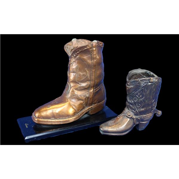 2 Brass Cowboy Boots- 6" X 7.5"- 4.25" X 4.25"- Ernie Morris Collection
