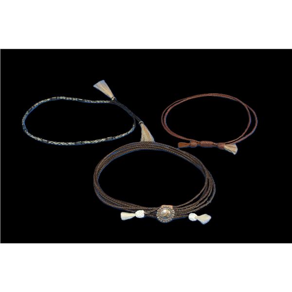 3 Braided Leather And Horsehair Hat Bands- Ernie Morris Collection