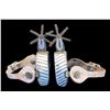 Image 2 : Unmarked Double Mounted Silver Inlaid Charro Spurs- 1.1" Bands- 1.5" Shanks- 2.5" 6 Point Rowels- St
