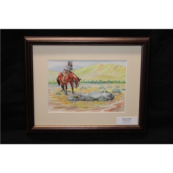 E Morris 2012 Watercolor Print- "Range Freedom"-  15" X 12"