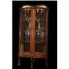Image 1 : Oak Curved Glass Corner China Cabinet- Double Doors- Clawfeet- Mirrors- 72"- Good Condition