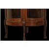 Image 3 : Oak Curved Glass Corner China Cabinet- Double Doors- Clawfeet- Mirrors- 72"- Good Condition