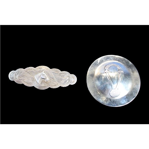 Bosal Scarf Slide- 2.25"- Horsehead Sterling Headstall Browband Plate- Ernie Morris Collection