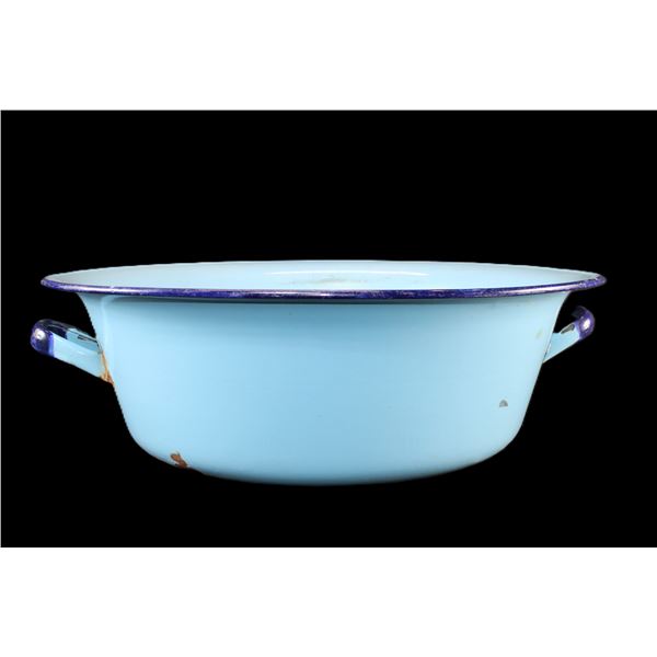 Large Enamel Tub With Handles- 8.5" X 25.5"