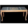 Image 1 : Glass Top Needle Point Coffee Table- 17" X 35" X 17"