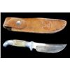 Image 1 : RH Ruana Bonner Montana Knife- "M" Stamp- Original Sheath- 5" Blade- 4" Handle- Fair Condition