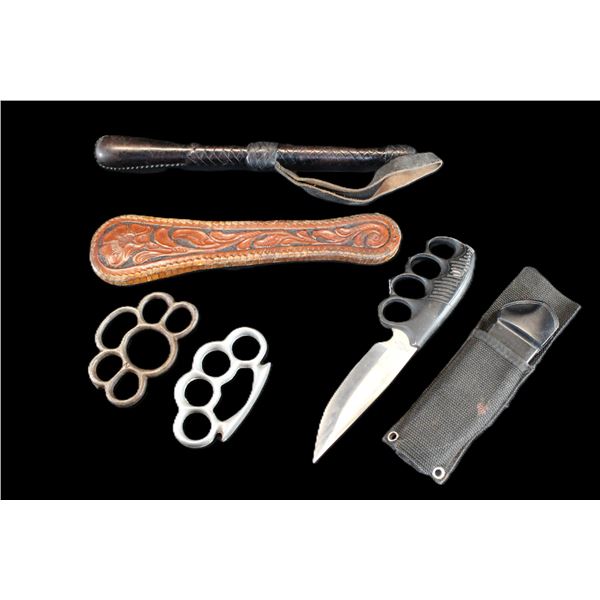 2 Sets Of Brass Knuckles- Brass Knuckles Knife- 2 Police Saps