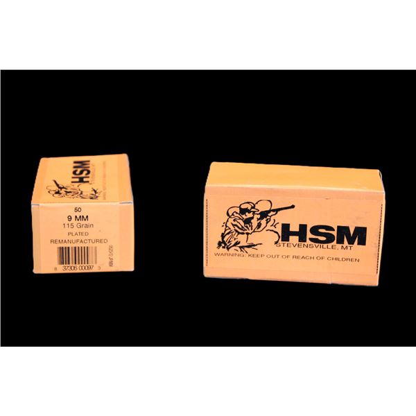 1200 Rounds Of HSM Remanufactured 9MM Ammo- 115 GR Plated