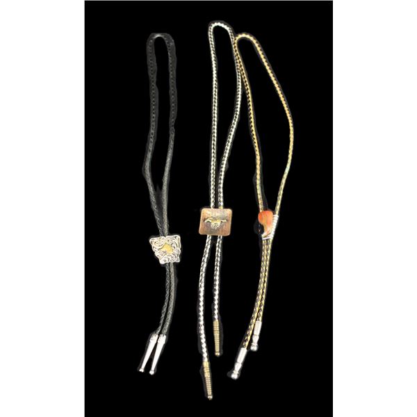 3 Leather Bolo Ties- Ernie Morris Collection
