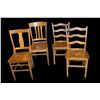 Image 1 : 4 Unmatched Wooden Chairs- One Is Marked "Jesse Wilkinson Braiding Room"- Ernie Morris Collection