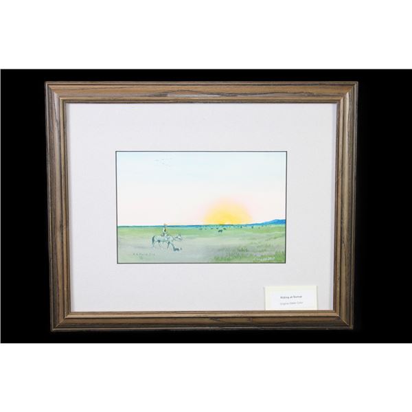 Original Watercolor Signed E A Morris 13- "Riding At Sunup"- 17.5" X 14.5"