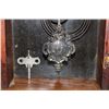 Image 4 : Carved Oak Inlaid Mantle Clock- Key- 22" X 15"