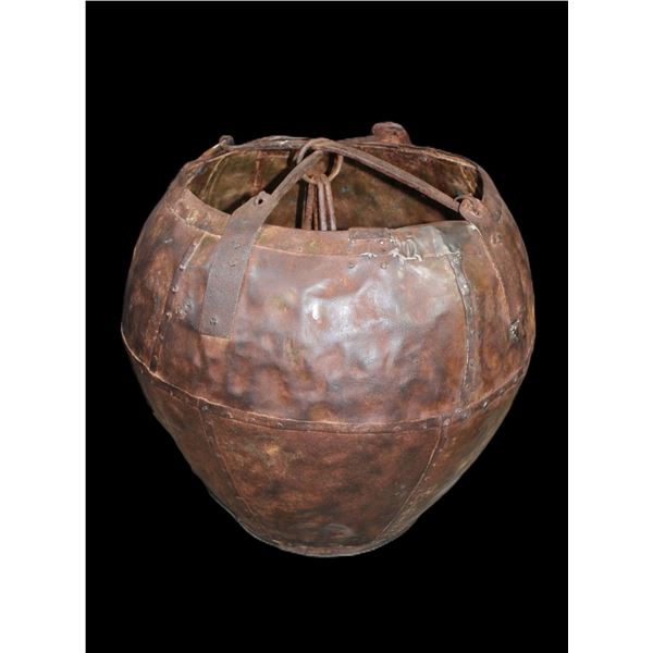 Large Industrial Metal Mining Bucket With Hangers- 23" X 26"