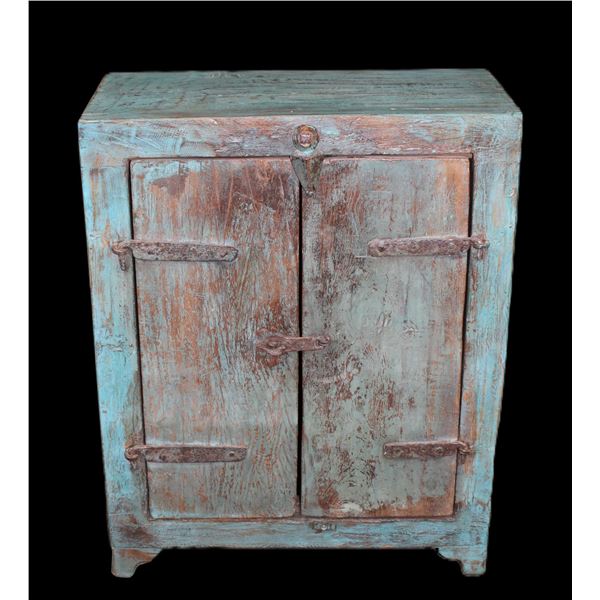 Small Primitive Table Top Cabinet With Shelf- 25.5" X 20.5" X 11"- Right Look