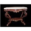 Image 1 : Carved Mahogany Marble Topped Side Table- 27" X 35"- 22"- Very Good Condition