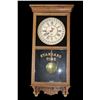 Image 1 : WM L Gilbert Clock Co Wall Clock- Oak- Carved- Key- Very Good Condition- 37" X 16.5" X 4.5"