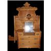 Image 1 : Blonde 2 Piece Bedroom Set With Birds Eye Maple Inlays- Drawer Dresser With Mirror- Original Hardwar