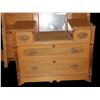 Image 2 : Blonde 2 Piece Bedroom Set With Birds Eye Maple Inlays- Drawer Dresser With Mirror- Original Hardwar