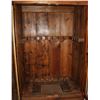 Image 2 : Large Hand Made Rough Cut Lumber Gun Cabinet- Drawer- Fits 14 Long Guns- Antler Pulls- 74" X 43"- 25