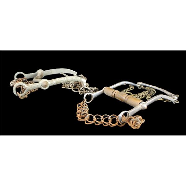 2 Engraved Mexican Bits- Rein Chains- Fair Condition