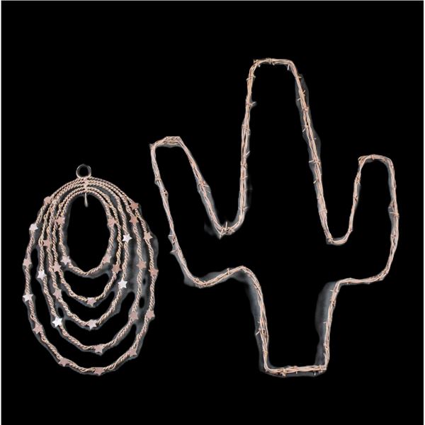 Barbwire Cactus- 24" X 16.5"- Barbwire Lariat- 14.5" X 9"- Ernie Morris Collection