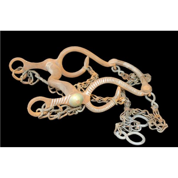 Silver Inlaid Mexican Bit- Snake Cheek- Curb Mouth- Slobber Bar- Rein Chains- Decent Condition