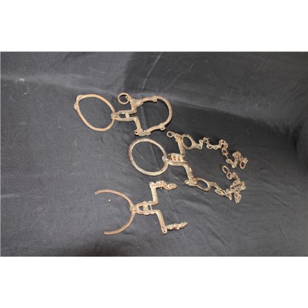 3 Old Ring Bits- One Is Broken- One Has Rein Chains