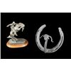 Image 1 : Resin Cowboy On Bronc- 5.25" X 4.5"- Horseshoe Art Steerhead- Ernie Morris Collection
