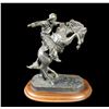Image 2 : Resin Cowboy On Bronc- 5.25" X 4.5"- Horseshoe Art Steerhead- Ernie Morris Collection