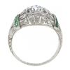 Image 9 : Antique Art Deco Plat GIA European Diamond & Emerald Mil grain Etched Domed Ring