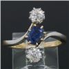 Image 8 : Antique Edwardian 14K Gold Platinum 1.61 ctw Mine Cut Diamond Sapphire Bypass Ri