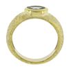 Image 8 : MAZ 14k Yellow Gold Oval Bezel Aquamarine Solitaire Textured Cocktail Band Ring