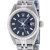 Image 1 : Rolex Ladies Quickset Stainless Steel Blue Index 26MM 18K White Gold Bezel Datej