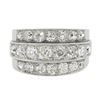 Image 4 : Antique Edwardian Platinum 2.75 ctw Chunky Old Mine Diamond 3 Row Wide Band Ring