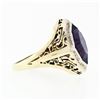 Image 5 : Antique Art Deco 14k Gold Custom Marquise Cut Bezel Set Amethyst Solitaire Ring