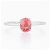 Image 4 : NEW 14K White Gold GIA Oval Orangy-Pink Padparadscha Sapphire Solitaire Ring