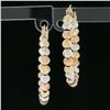 Image 2 : 14K Tri Color Gold 3mm Wide Mooncut Brilliant Bead Hoop Earrings w/ Snap Closure