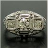 Image 2 : Antique Art Deco 18k White Gold Filigree 0.72 ctw 3 Old European Cut Diamond Rin