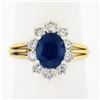 Image 1 : 18K Gold 2.95 ctw GIA Burma No Heat Oval Blue Sapphire Diamond Halo Cocktail Rin