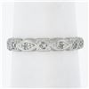 Image 4 : Antique Platinum 0.15 ctw Diamond Alternated Marquise & Square Eternity Band Rin