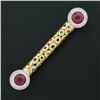 Image 6 : Unique 18k TT Gold Rubellite Tourmaline Diamond Open Circle Work Bar Pin Brooch