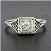 Image 2 : Antique Art Deco Belais 18K Gold Old European Diamond Squared Filigree Work Ring
