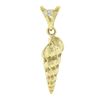 Image 1 : 14k Gold Detailed Textured 3D Shell Charm Pendant w/ 0.04 ctw Diamond on Bail