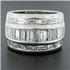Image 8 : Platinum 3 Row 4 ctw Channel Set Straight Baguette Diamond 13.2mm Wide Band Ring
