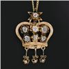 Image 3 : Antique Victorian 14K Gold.78 ctw Diamond Open Star Crown Dangle Pendant & Chain