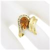 Image 3 : 18k Yellow Gold 1.98 ctw Pear Cut Citrine & Channel Diamond Grooved Bypass Ring