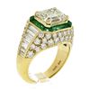 Image 1 : Estate 18k Yellow Gold 6.07 ctw GIA Emerald Cut & Baguette Diamond Engagement Ri