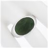 Image 7 : Men's 14K White Gold Elongated Oval Cabochon Bezel Green Nephrite Jade Ring