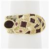 Image 1 : 14k Yellow Gold 1.60 ctw Ruby & Diamond 3D Textured Spotted Leopard Cocktail Rin