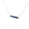 Image 3 : Fashion Blue Sapphire & Diamond Rectangular Halo Necklace